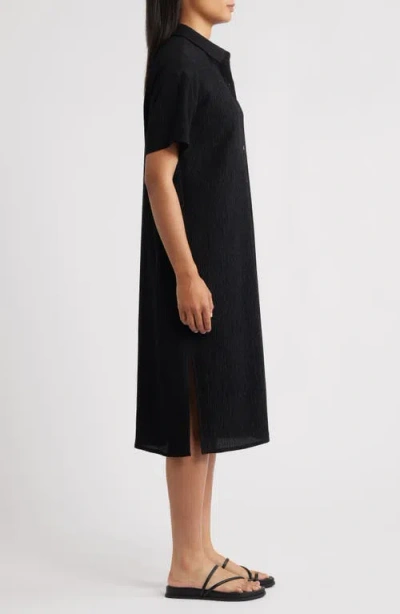 Eileen Fisher Crinkle Shirtdress In Black