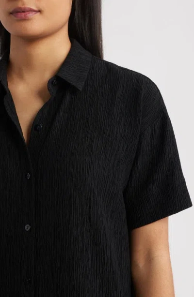 Eileen Fisher Crinkle Shirtdress In Black