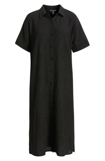 Eileen Fisher Crinkle Shirtdress In Black