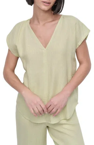 Dkny V-neck Linen Top