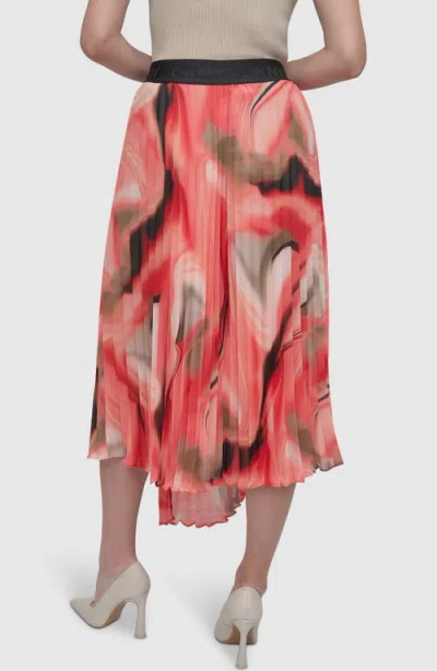Dkny Print Pleated Asymmetric Midi Skirt