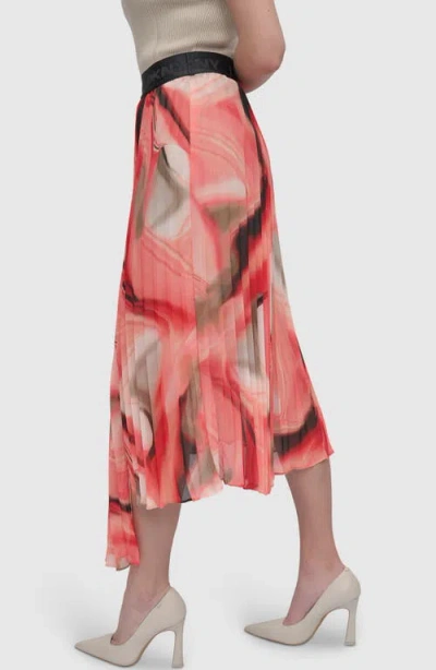 Dkny Print Pleated Asymmetric Midi Skirt