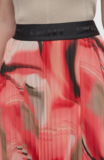 Dkny Print Pleated Asymmetric Midi Skirt
