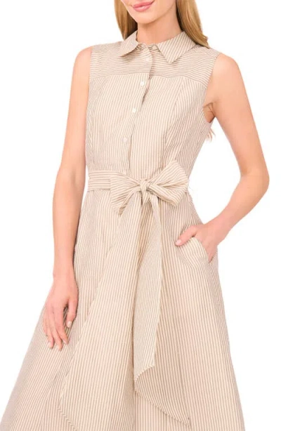 Ted Baker Stripe Sleeveless Midi Shirtdress In Neutral
