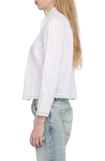 Zadig & Voltaire Tano Tomboy Lace Crop Shirt In White