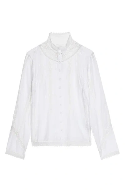 Zadig & Voltaire Tano Tomboy Lace Crop Shirt In White