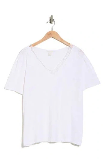 Caslon ® Embroidered Cutwork V-neck T-shirt