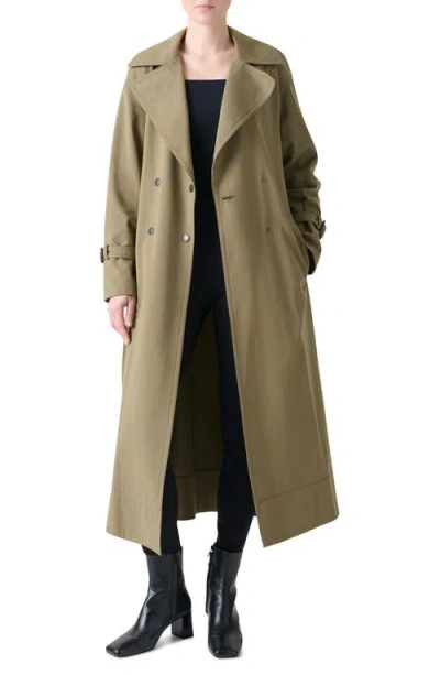 Akris Punto Double-breasted Water Resistant Belted Cotton Trench Coat In Green