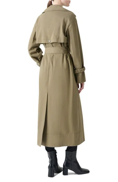 Akris Punto Double-breasted Water Resistant Belted Cotton Trench Coat In Green