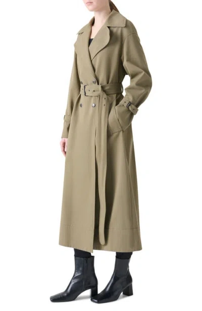 Akris Punto Double-breasted Water Resistant Belted Cotton Trench Coat In Green