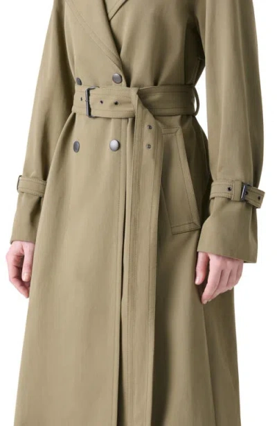 Akris Punto Double-breasted Water Resistant Belted Cotton Trench Coat In Green