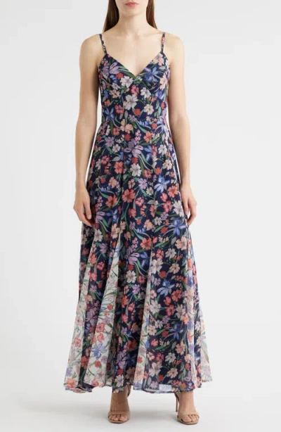 Hutch Floral Print Godet Sleeveless Gown In Multi