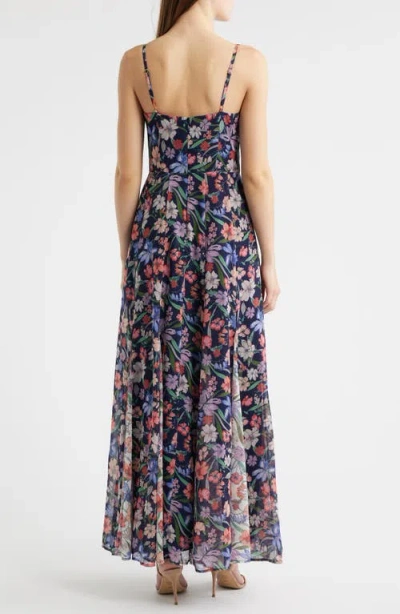 Hutch Floral Print Godet Sleeveless Gown In Multi