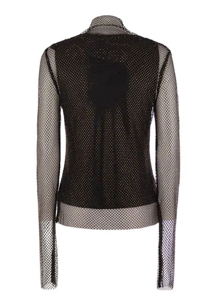 Sportmax Valdai Embellished Fishnet Crop Top