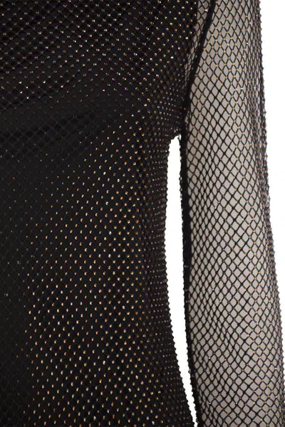 Sportmax Valdai Embellished Fishnet Crop Top