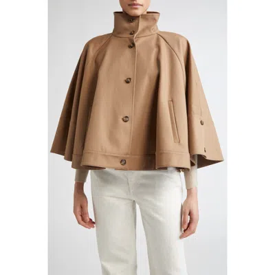 Max Mara Fulcro Water Repellent Cotton Gabardine Cape In Brown