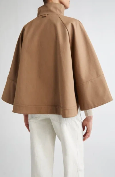 Max Mara Fulcro Water Repellent Cotton Gabardine Cape In Brown