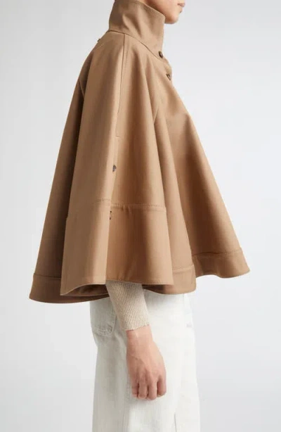 Max Mara Fulcro Water Repellent Cotton Gabardine Cape In Brown
