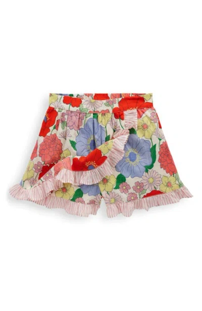 Mini Boden Kids' Frill Cotton Drawstring Shorts In Multi