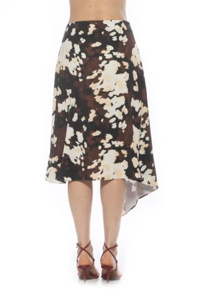 Alexia Admor Jess Asymmetric Midi Skirt In Brown