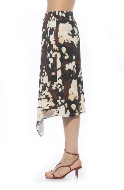 Alexia Admor Jess Asymmetric Midi Skirt In Brown