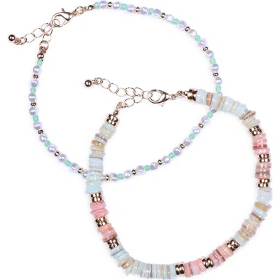 Nordstrom Rack Set Of 2 Heshi Faux Pearl Beaded Anklet Set