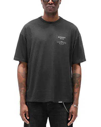 Represent 'revere Manor' Black T-shirt With Logo Lettering On The Front And Maxi Print On The Rear In Black