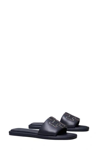 Tory Burch Double-t Leather Sport Slide Sandal