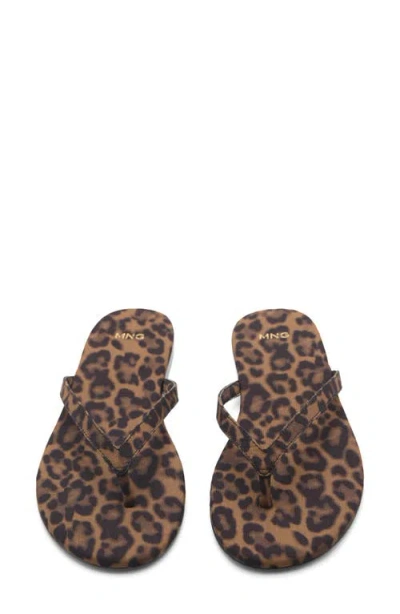 Mango Leopard Print Flip Flop
