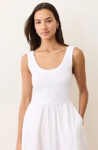 Marine Layer Gemma Mixed Media Midi Dress In White