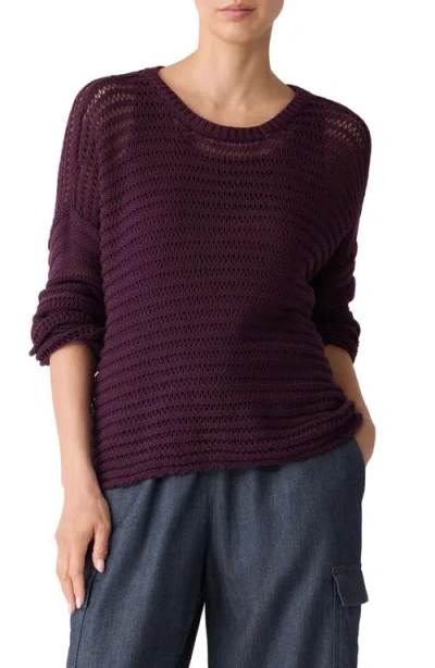 Eileen Fisher Crewneck Oversize Organic Cotton Sweater In Purple