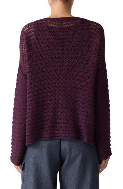 Eileen Fisher Crewneck Oversize Organic Cotton Sweater In Purple