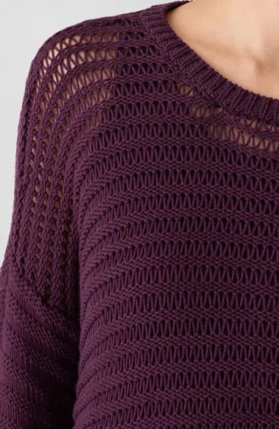 Eileen Fisher Crewneck Oversize Organic Cotton Sweater In Purple