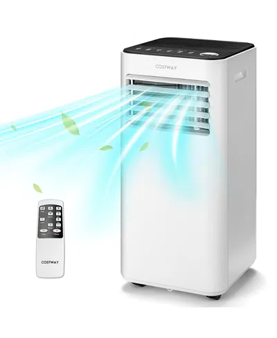 Costway 8000 Btu Portable Air Conditioner 3-in-1 Air Cooler With Fan Dehum Sleep Mode In White