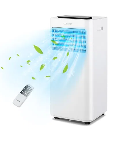 Costway 8000 Btu Portable Air Conditioner 3-in-1 Ac Unit With Cool Fan Dehum Sleep Mode In White