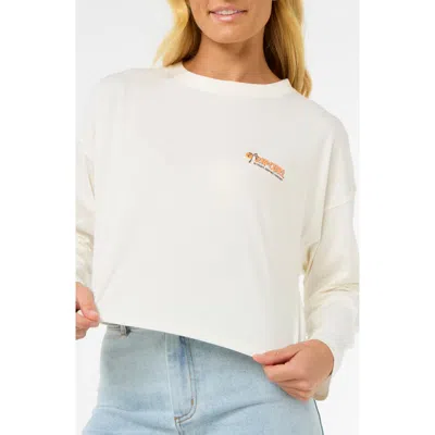 Rip Curl Cala Crop Long Sleeve Graphic T-shirt In White