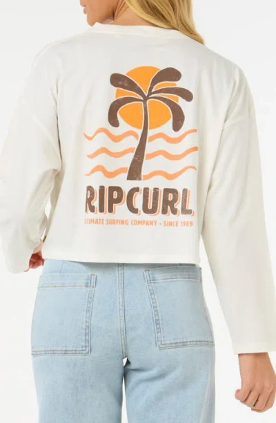 Rip Curl Cala Crop Long Sleeve Graphic T-shirt In White