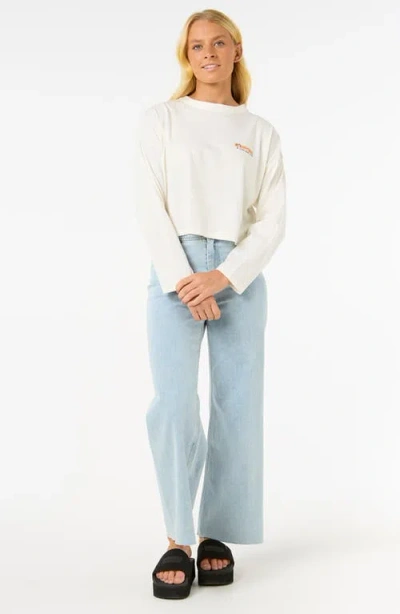 Rip Curl Cala Crop Long Sleeve Graphic T-shirt In White