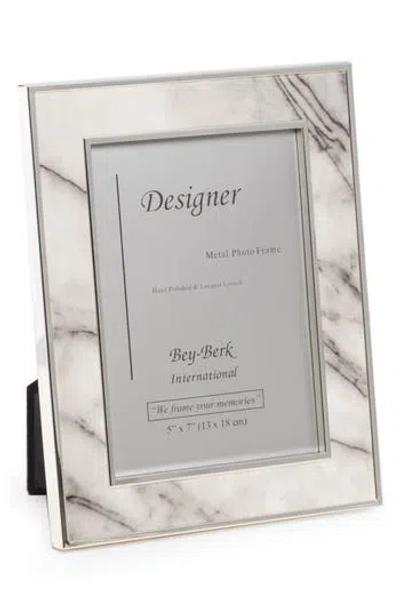 Bey-berk 5x7in Marble Picture Frame With Easel Back In Gray