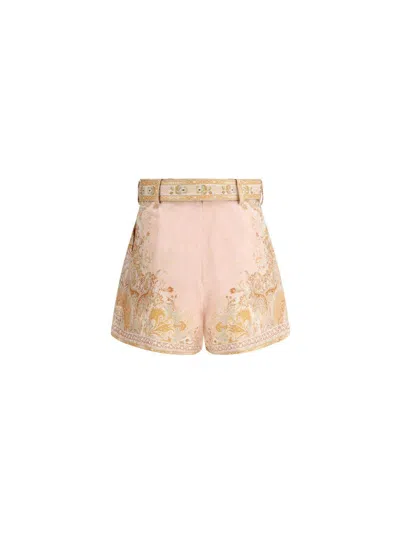 Zimmermann Acacia Linen Shorts In Pink
