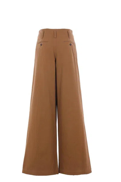 Chloé Garment Dye Organic Cotton Canvas Wide Leg Pants In Brown