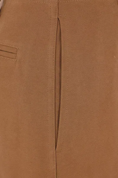 Chloé Garment Dye Organic Cotton Canvas Wide Leg Pants In Brown