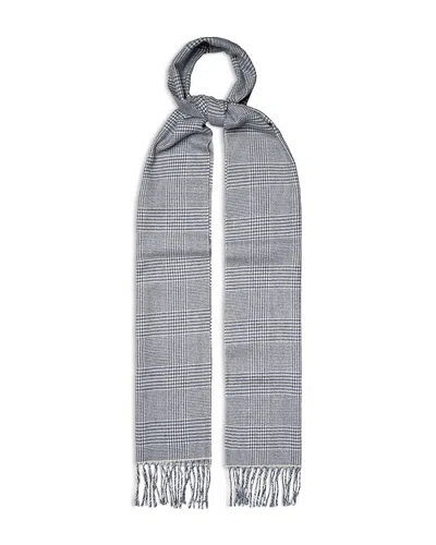 Eton Prince Of Wales Merino Wool Scarf In Gray