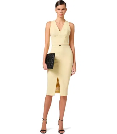 Elisabetta Franchi Crepe Bustier Dress With Contrasting Topstitching In Brown