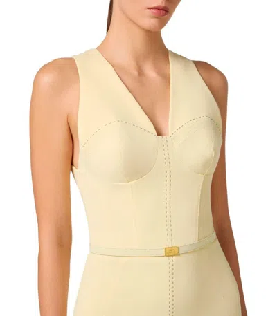 Elisabetta Franchi Crepe Bustier Dress With Contrasting Topstitching In Brown