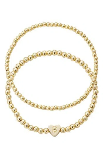 Adornia Initial Heart Charm Beaded Chain Bracelet Set