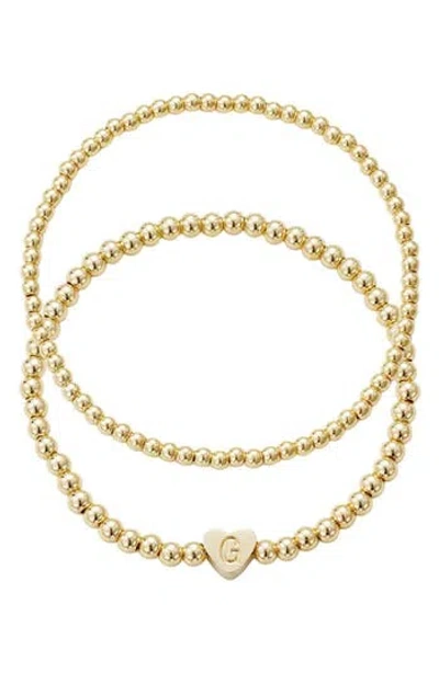 Adornia Initial Heart Charm Beaded Chain Bracelet Set