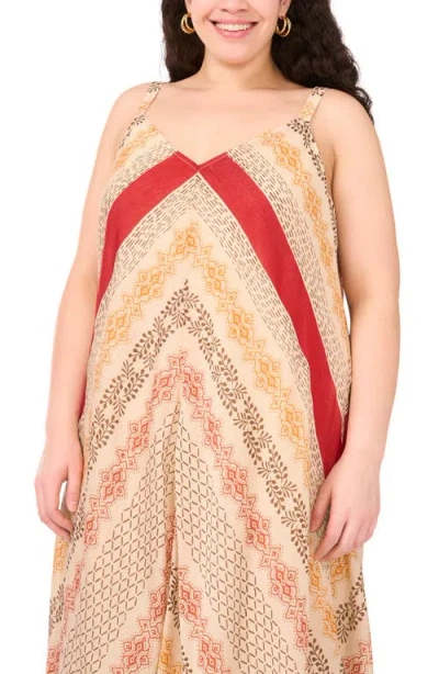 Vince Camuto Printed Maxi Sundress In Brown