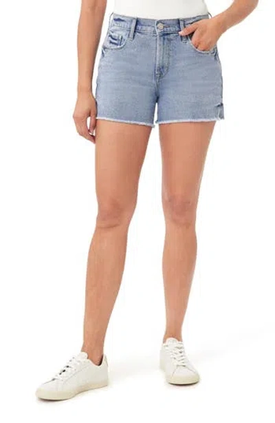 Kensie Rivet Frayed Hem Denim Shorts