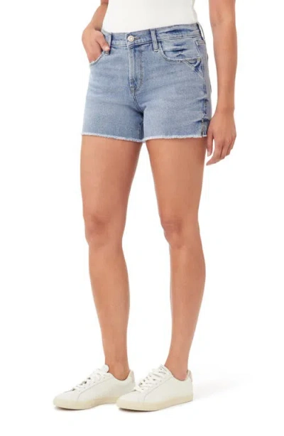 Kensie Rivet Frayed Hem Denim Shorts